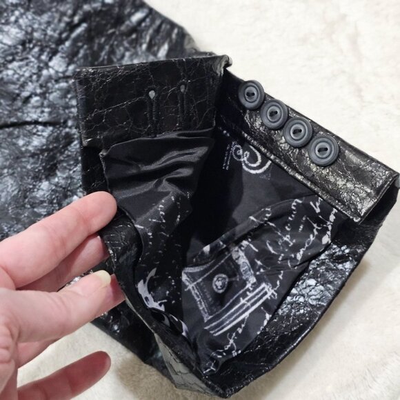 BADEE ✦ Faded ECO Vegan Leather Crop Jacket ✦ OS Black Croc Texture Oversized - Picture 10 of 17